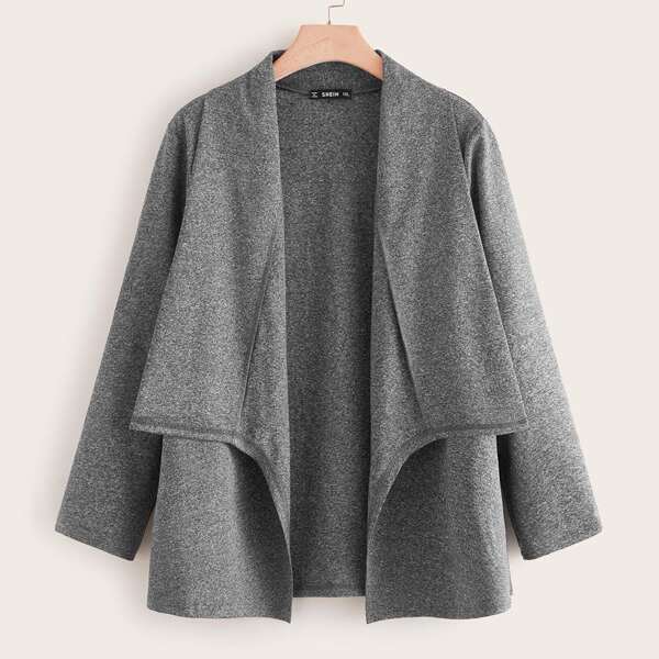 

Plus Open Front Waterfall Coat, Grey