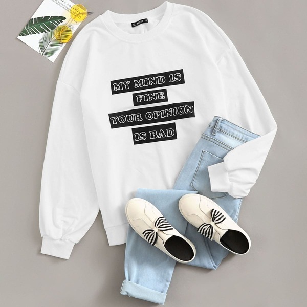 

Plus Slogan Graphic Pullover, White