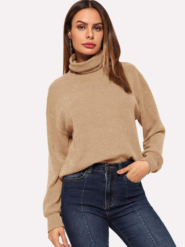 

Cowl Neck Drop Shoulder Sweatshirt, Khaki, Andy