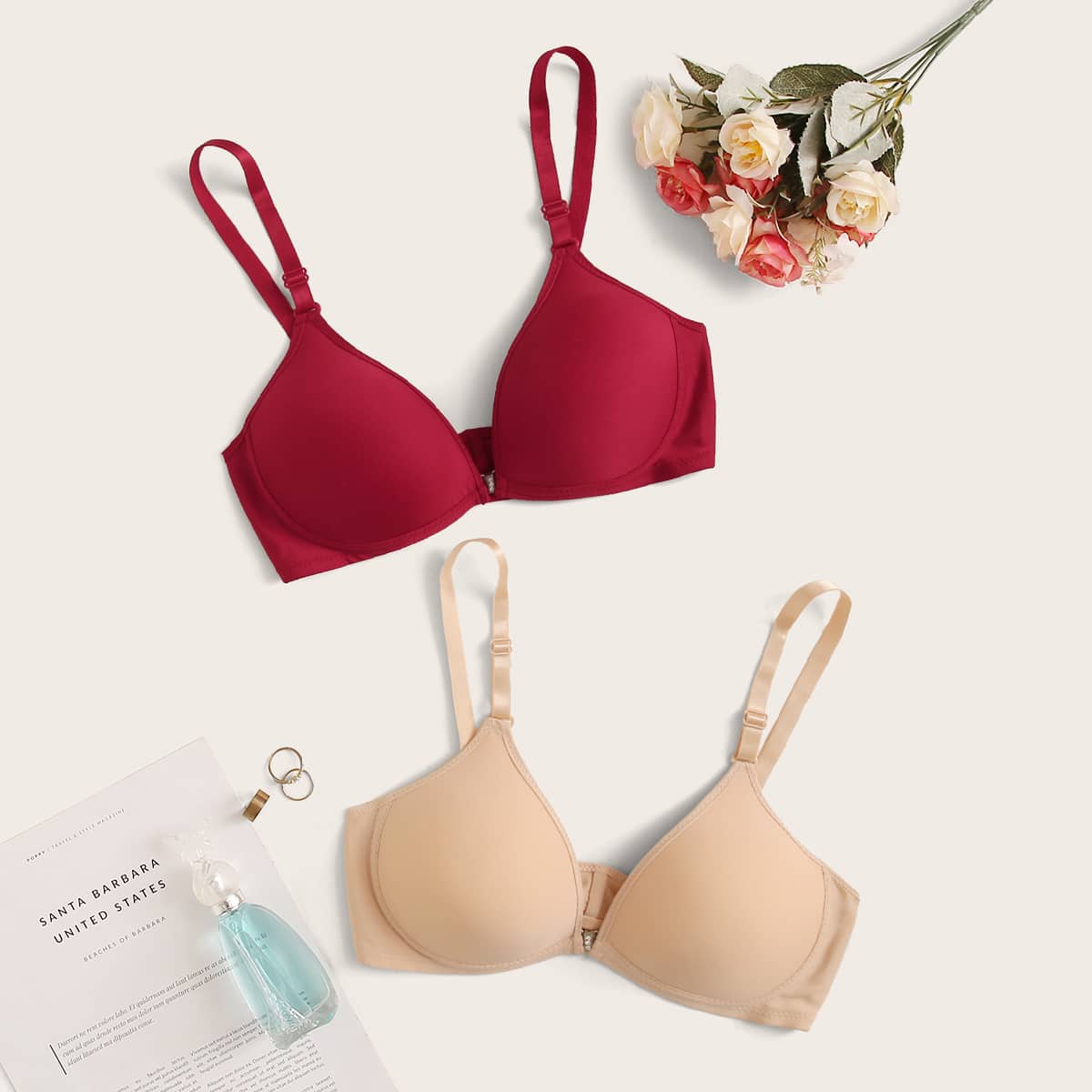 

2pack Solid Bra Set, Multicolor