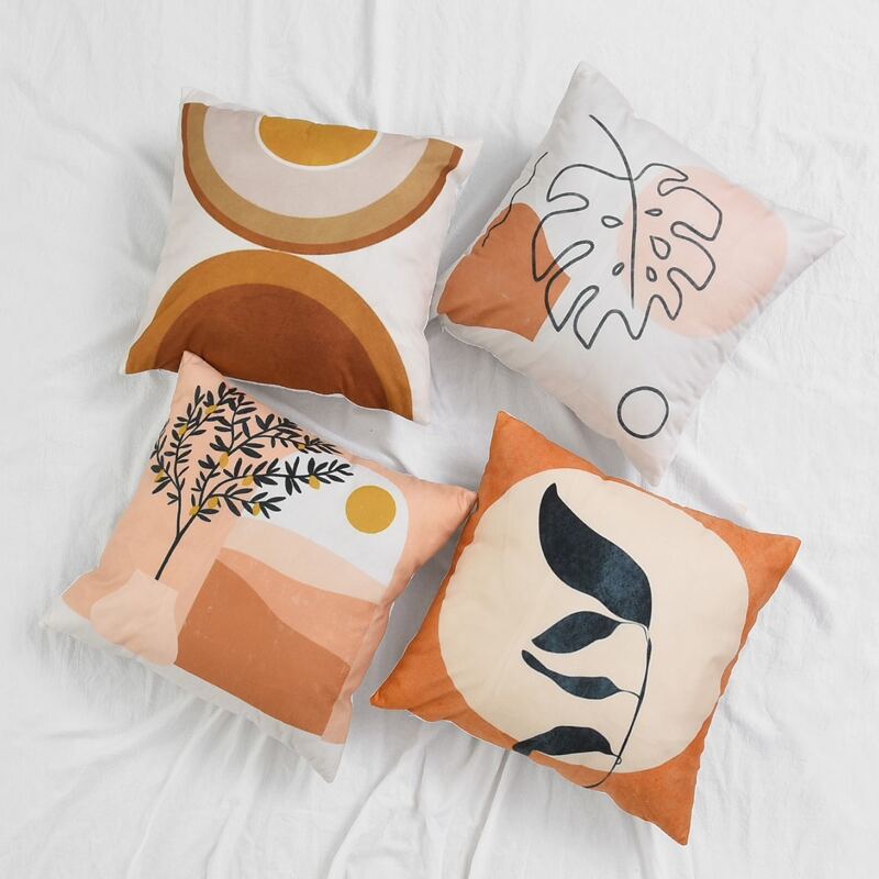 

1pc Plant & Geometric Pattern Cushion Cover, Multicolor