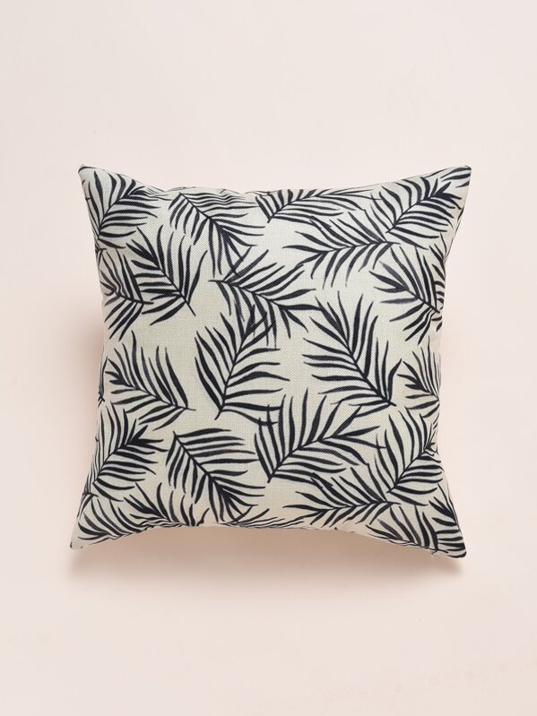 

Palm Leaf Print Cushion Cover, Black and white