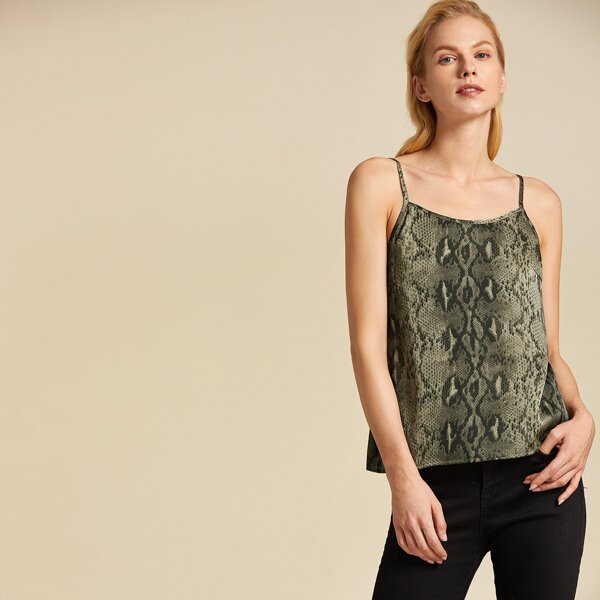 

Premium Snakeskin Print Satin Cami Top, Multicolor
