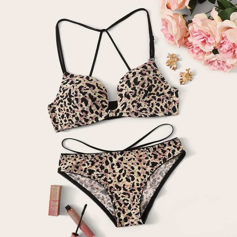 

Leopard Print Lingerie Set, Multicolor