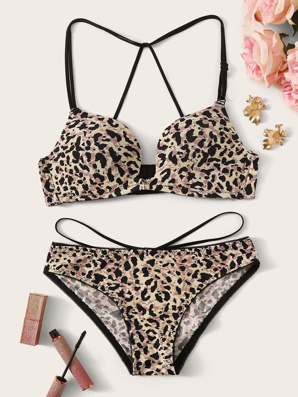 

Leopard Print Lingerie Set, Multicolor