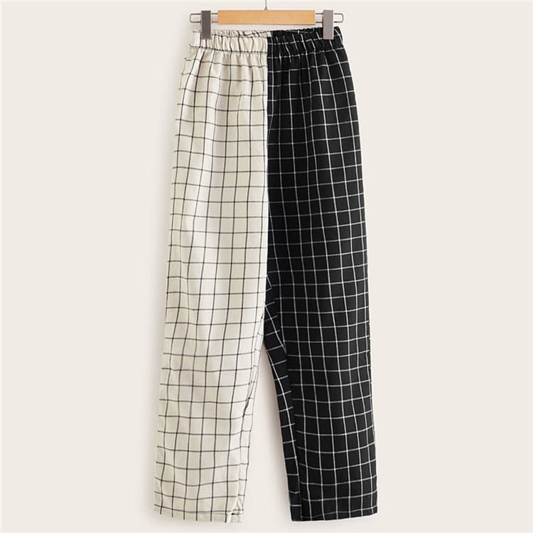 two tone plaid pants