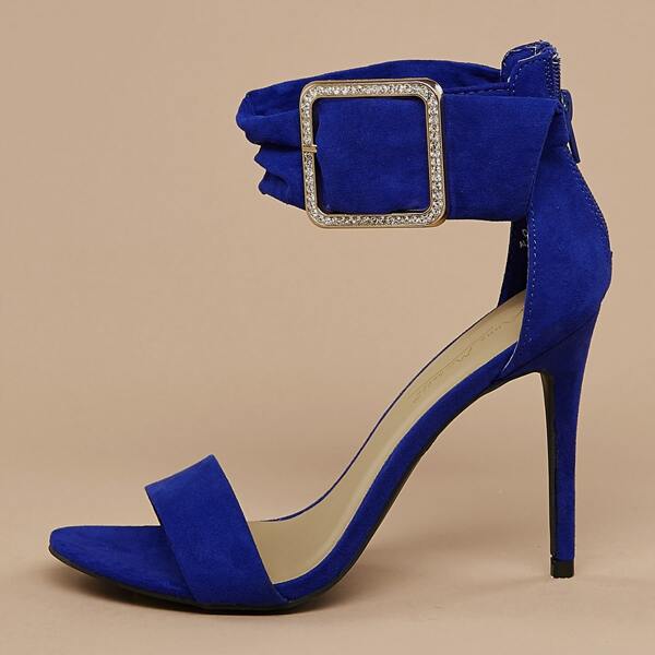 

Crystal Buckled Ankle Strap Stiletto Heel Sandals, Blue
