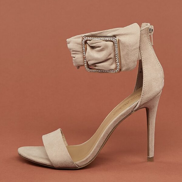 

Diamante Buckled Ankle Stiletto Heel Sandals, Nude
