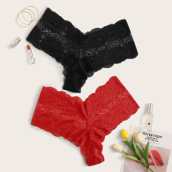 

Plus 2pack Floral Lace Panty Set