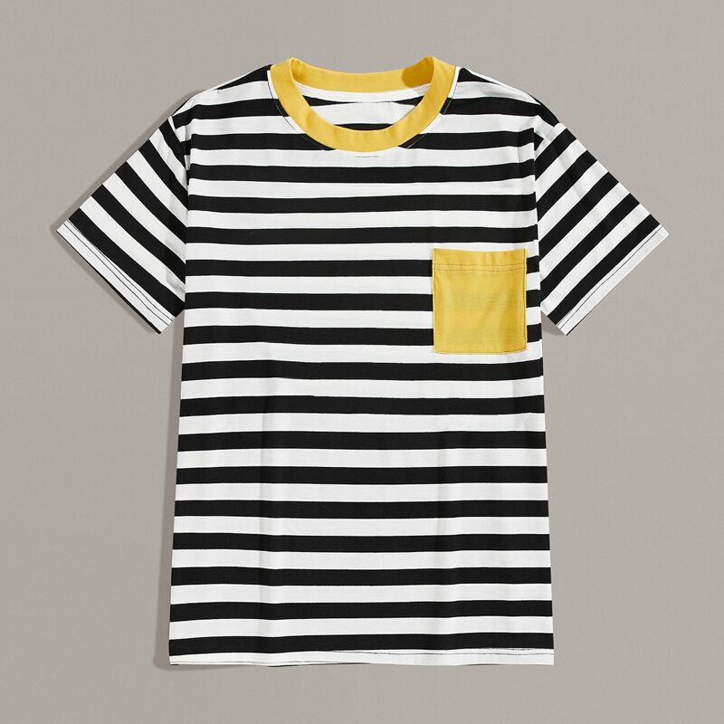 

Guys Pocket Front Stripe Tee, Multicolor