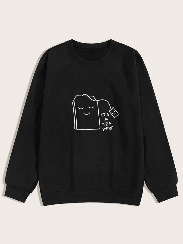 Men Letter Graphic Sweatshirt, Black