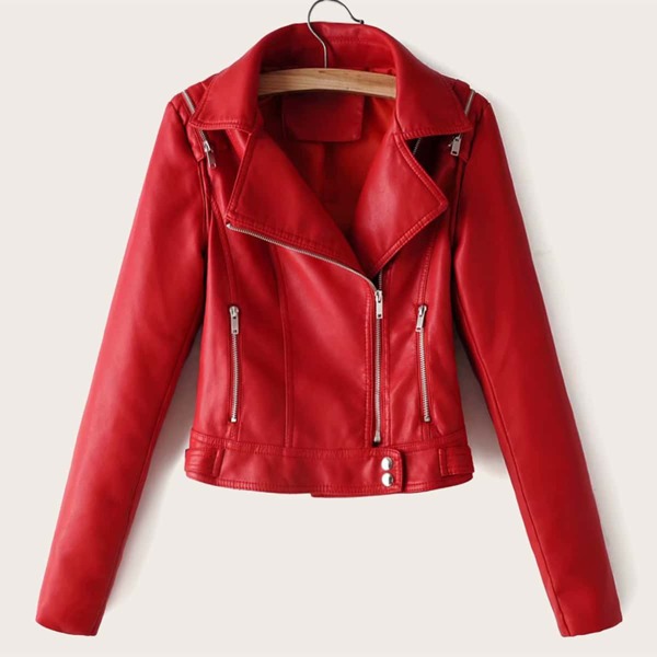 

Zip Up PU Biker Jacket