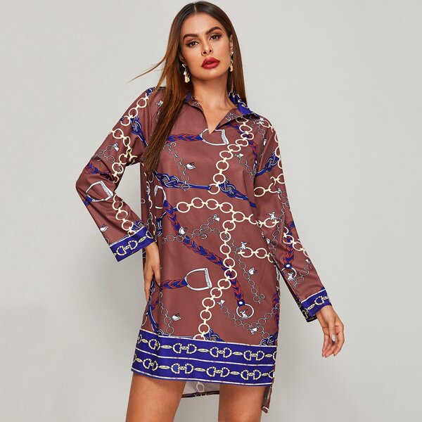 

Chain Print High Low Hem Dress