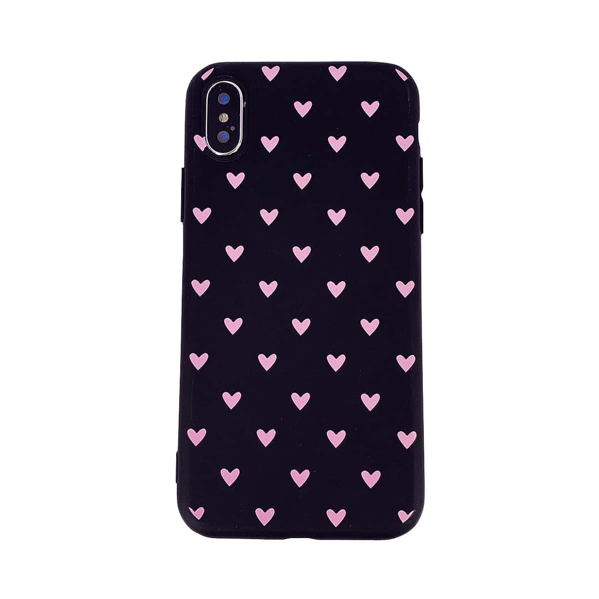 

Allover Heart Print iPhone Case, Black