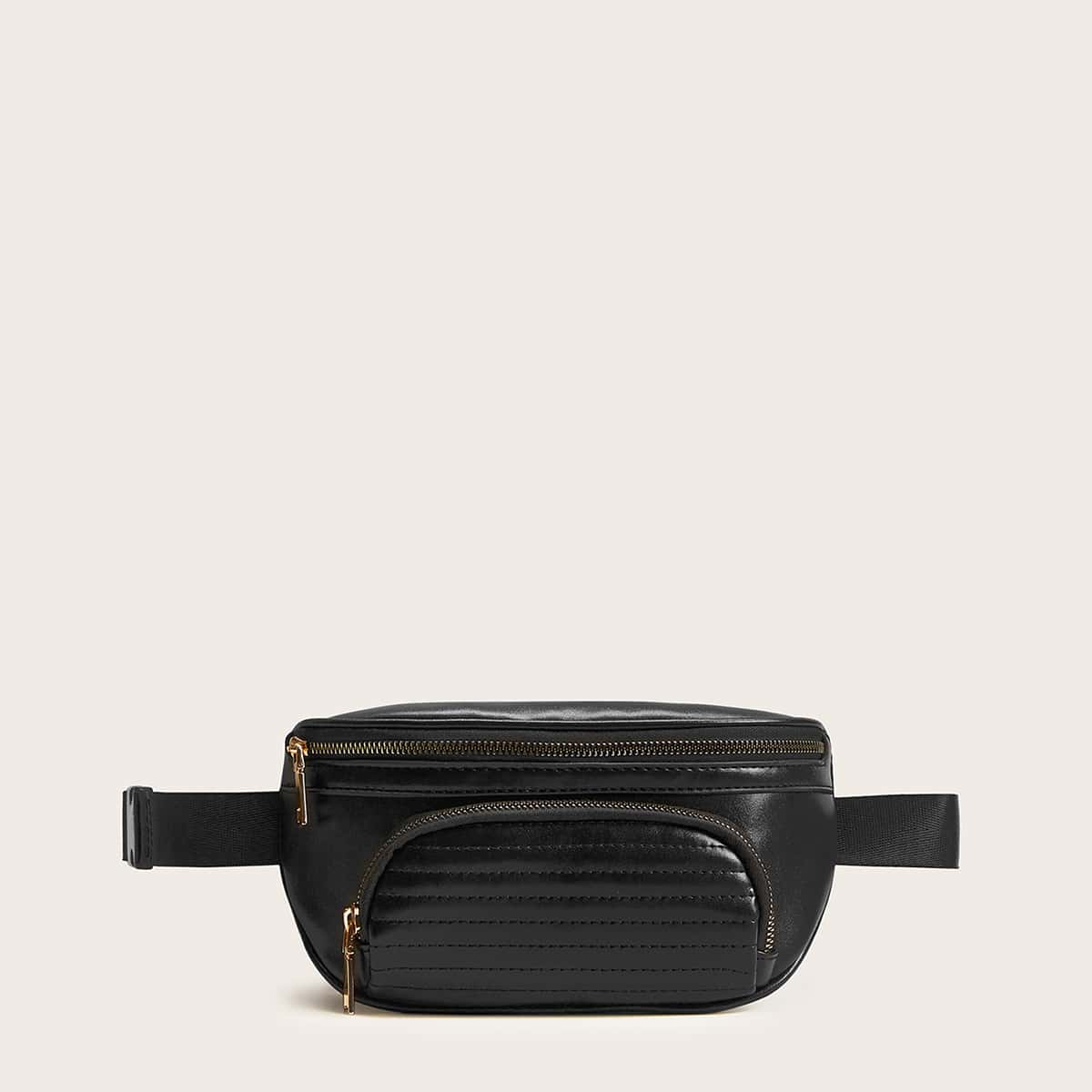 

Pocket Front Fanny Pack, Black