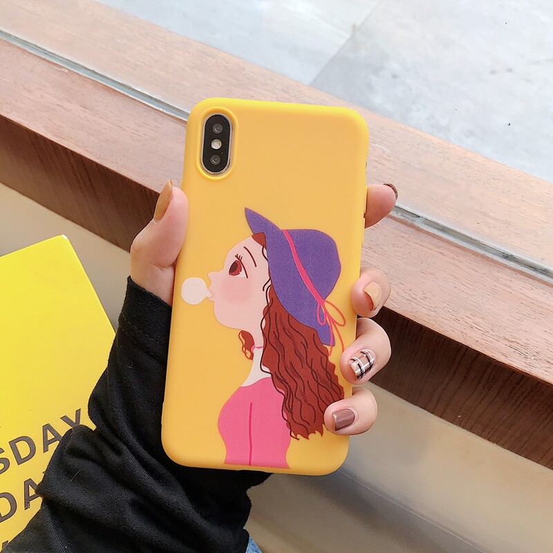 

Cartoon Girl Graphic iPhone Case, Yellow