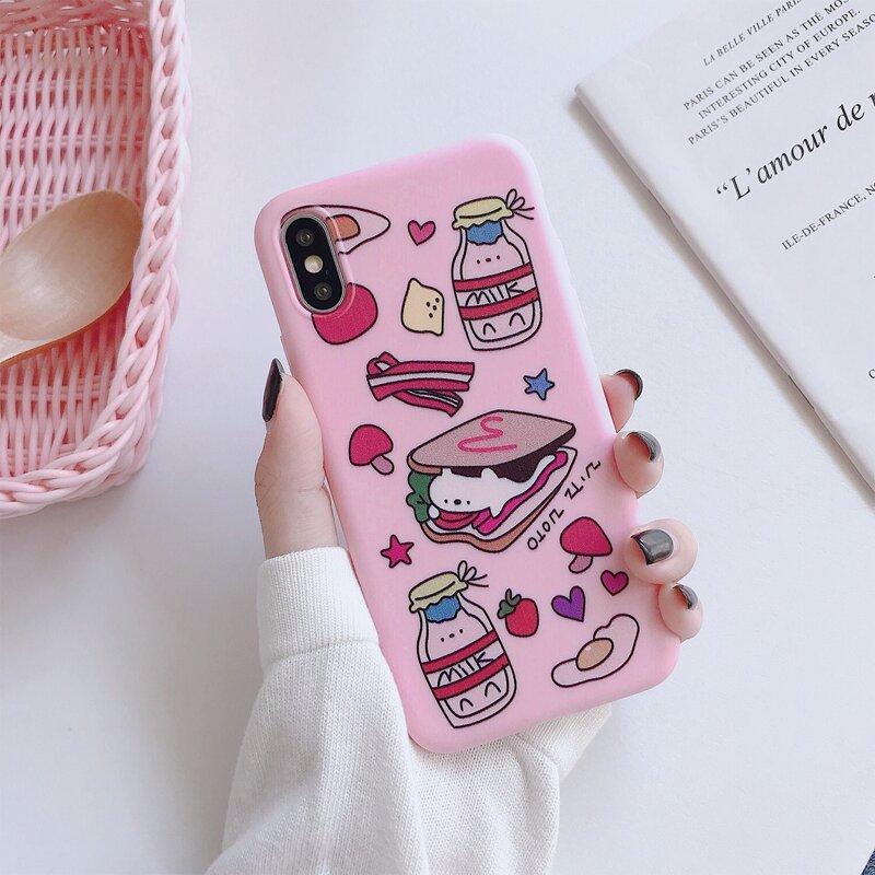 

Cartoon Food Graphic iPhone Case, Pink