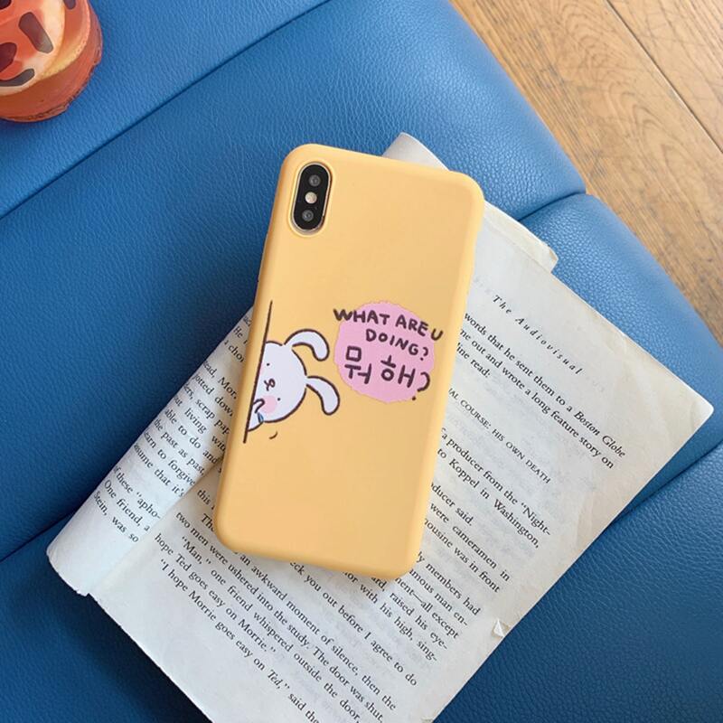 

Rabbit & Slogan Graphic iPhone Case, Yellow