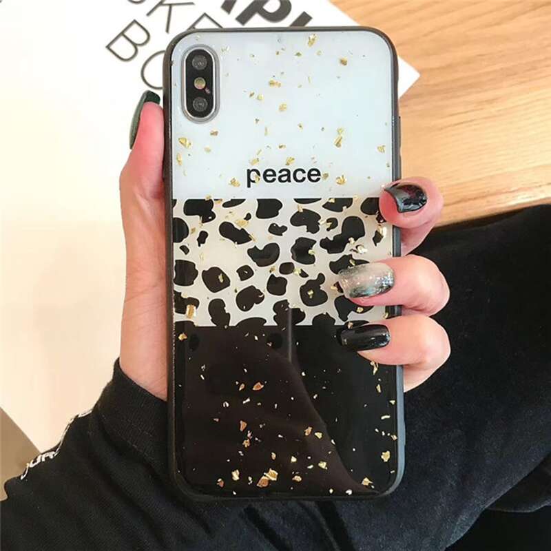 

Colorblock Leopard Pattern Glitter iPhone Case, Multicolor