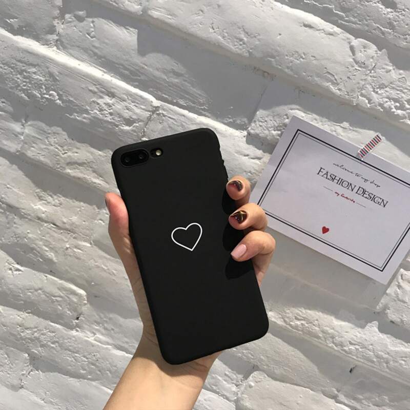 

1pc Heart Pattern Couple iPhone Case, Black