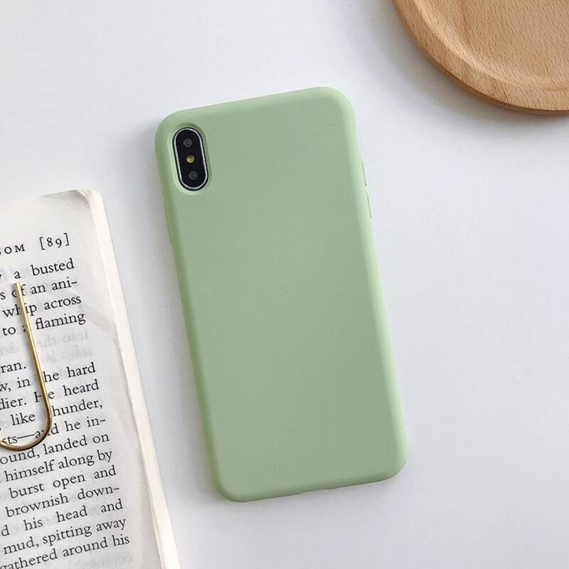 

1pc Solid Color Frosted iPhone Case, Green