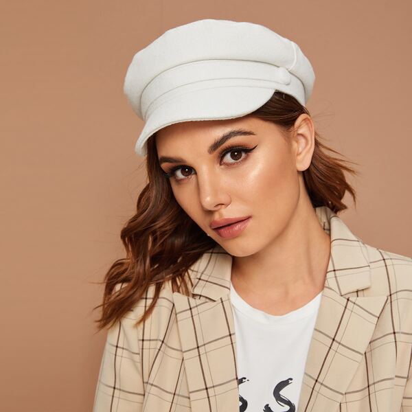 

Solid Baker Boy Hat, White