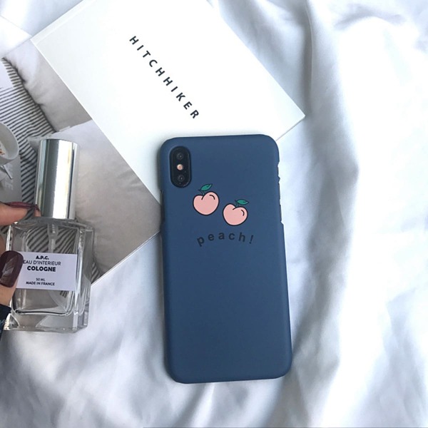 

Peach Print iPhone Case, Blue