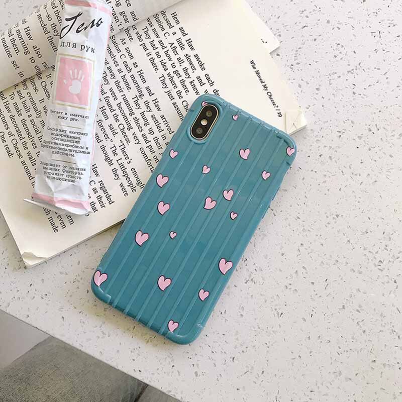 

1pc 3D Heart Print iPhone Case, Blue