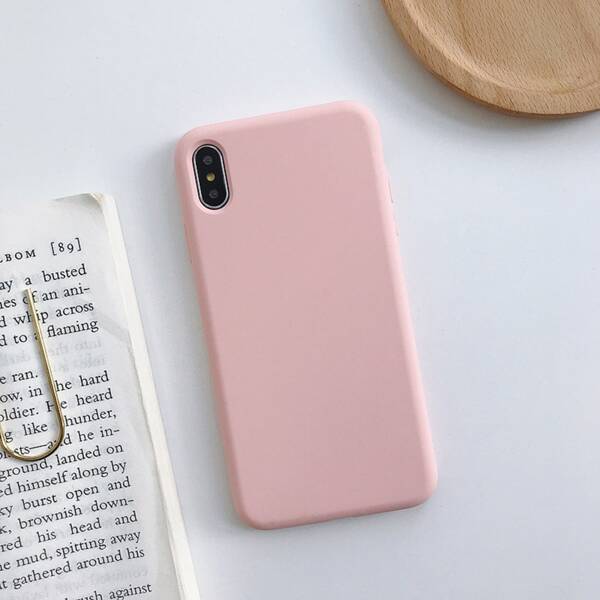 

1pc Solid Color Frosted iPhone Case, Pink