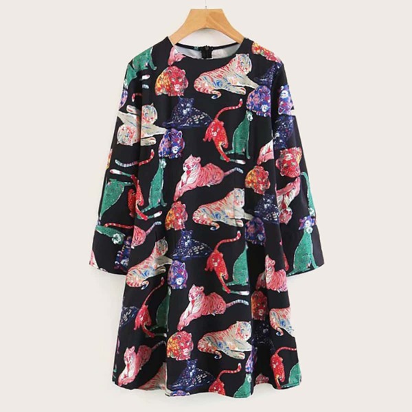 

Allover Animal Print Tunic Dress