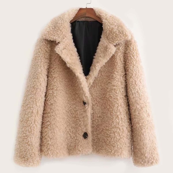 

Lapel Neck Button Through Teddy Coat