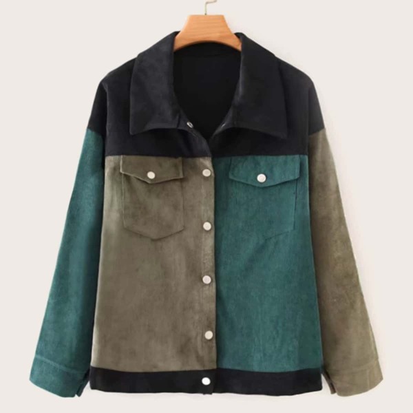 

Cut And Sew Button Through Corduroy Coat, Multicolor