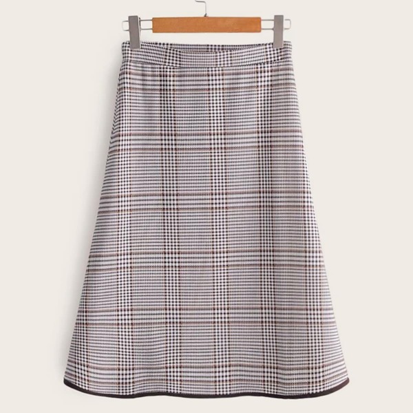 

Plaid Contrast Trim A-line Skirt, Multicolor