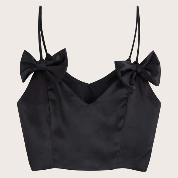 

Bow Front Crop Cami Top, Black