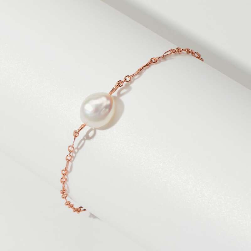 

1pc Contrast Faux Pearl Chain Bracelet, Multicolor