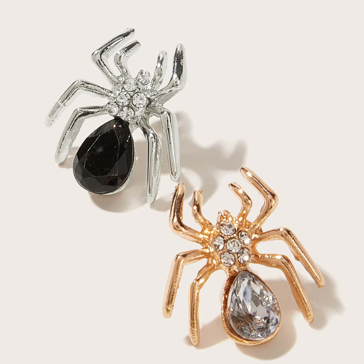 

2pcs Gemstone Spider Pin, Multicolor