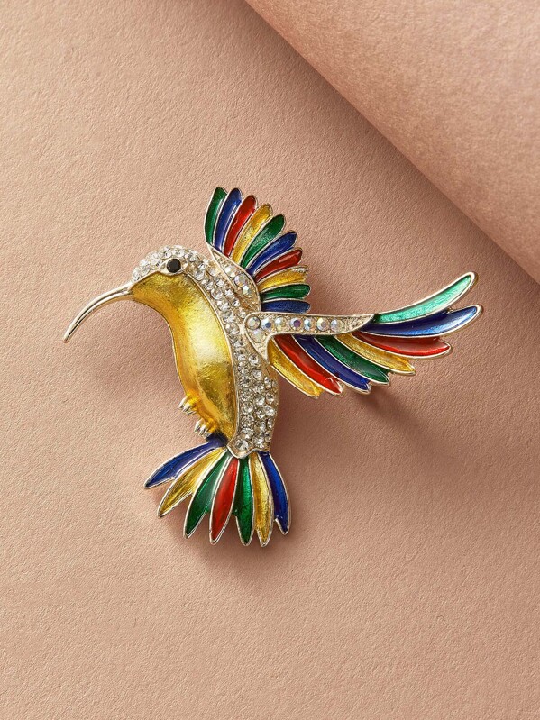 

1pc Rhinestone Bird Brooch, Multicolor
