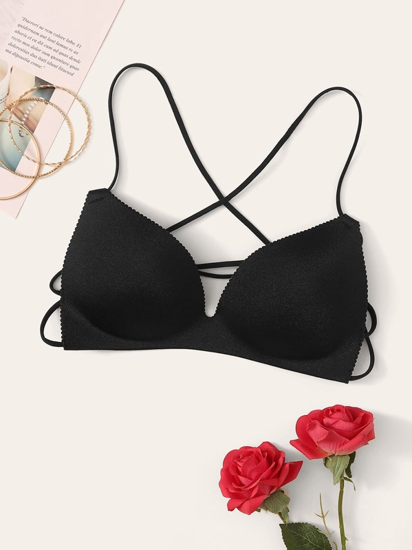 

Solid Criss Cross Bra, Black