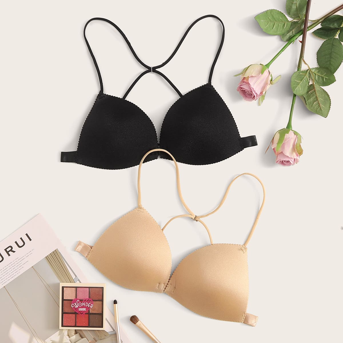 

2pack Solid Bra Set, Multicolor