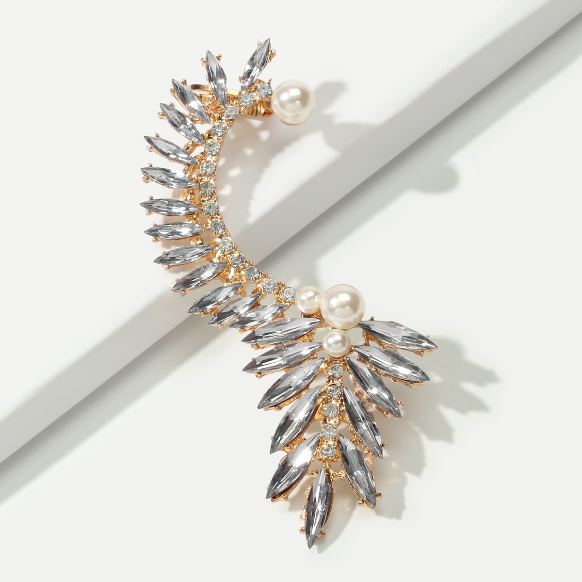 

1pc Rhinestone Ear Climber, White