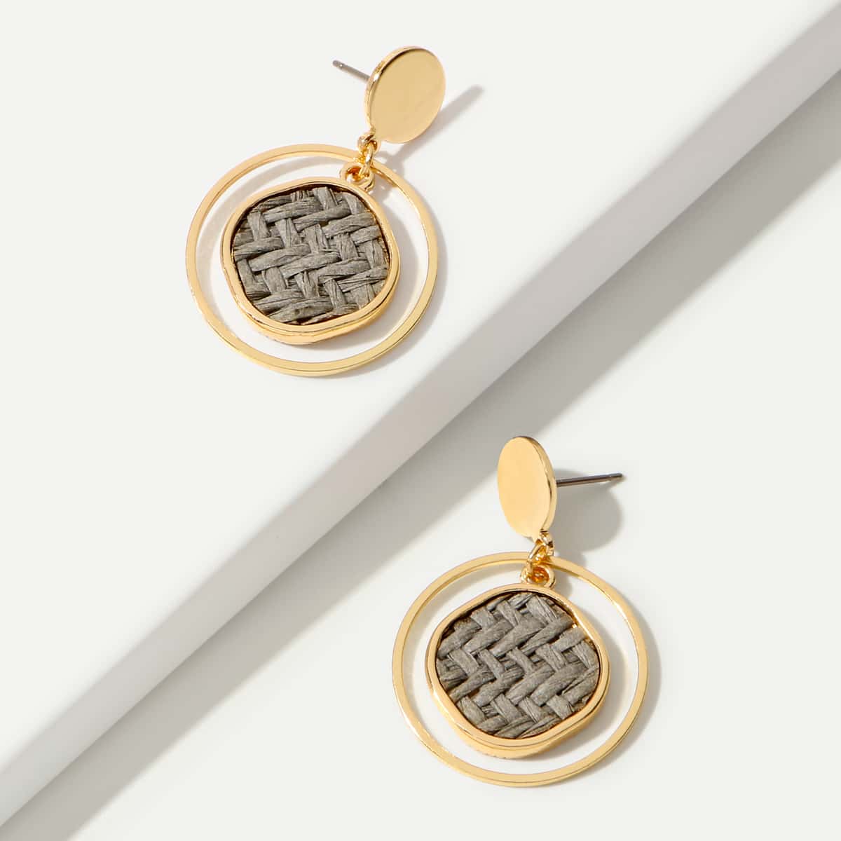 

1pair Open Disc Drop Earrings, Multicolor