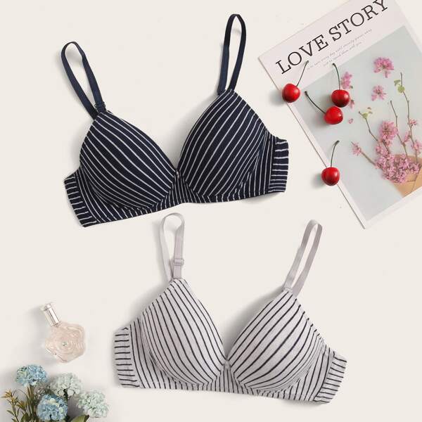 

2pack Striped Bra Set, Multicolor