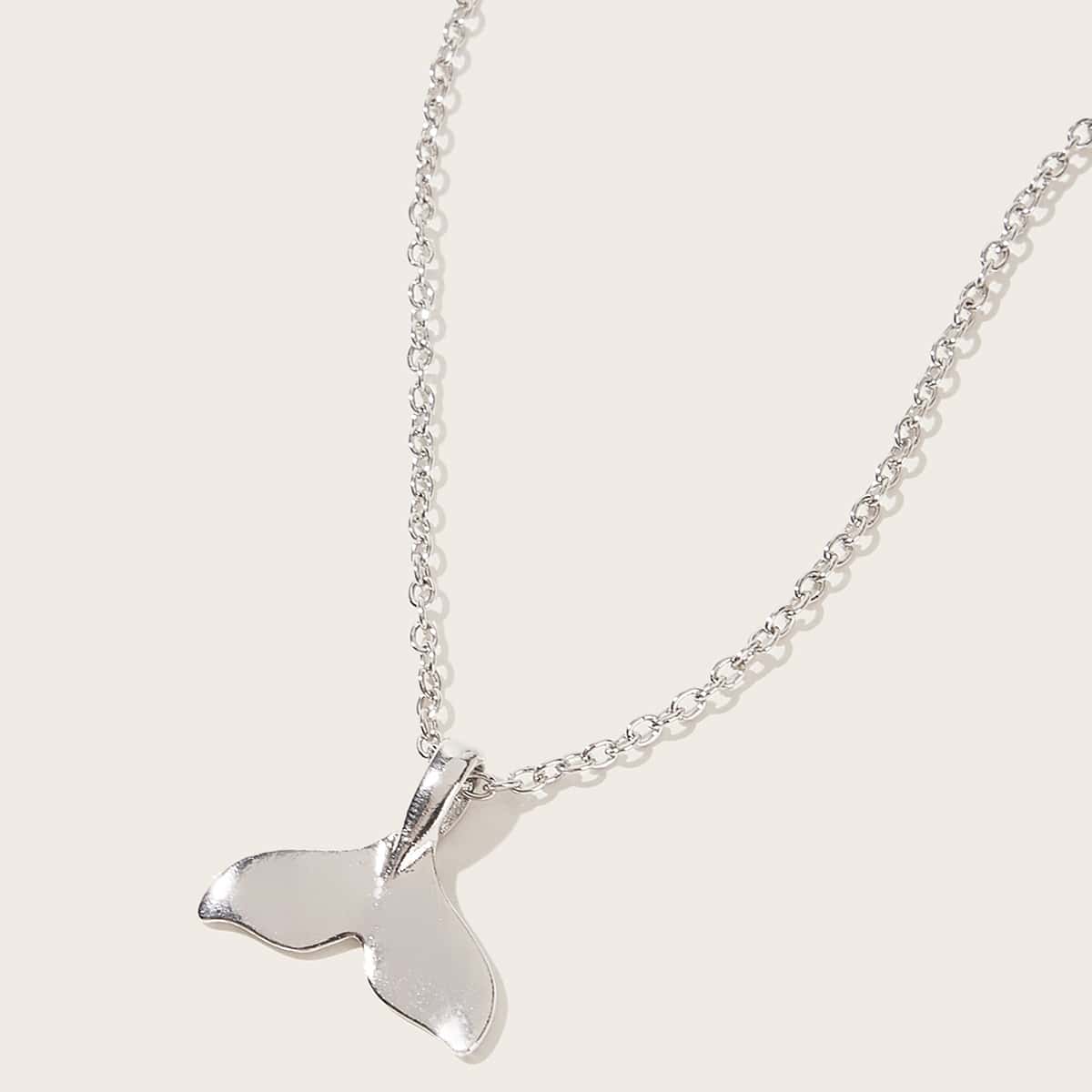 

Mermaid Tail Pendant Necklace, Silver
