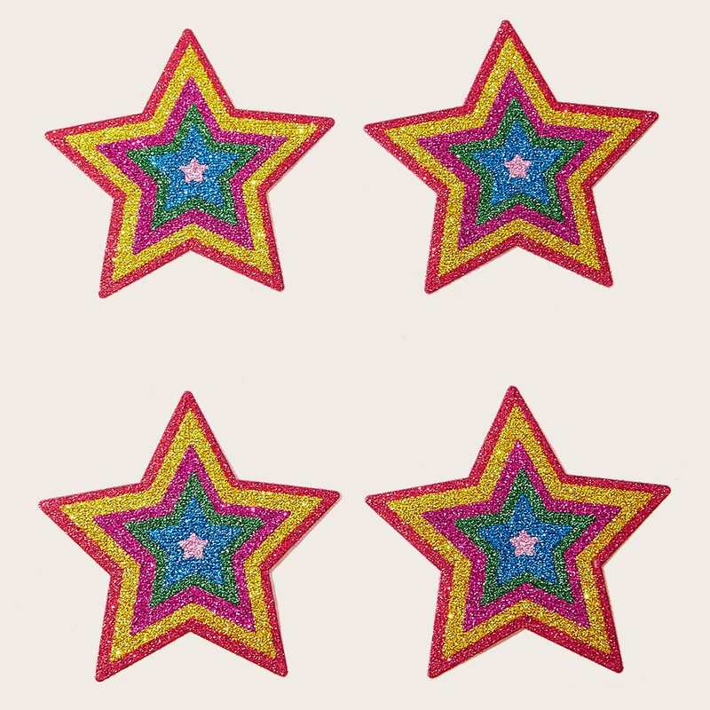

2pairs Sparkly Glitter Star Shaped Nipple Cover, Multicolor
