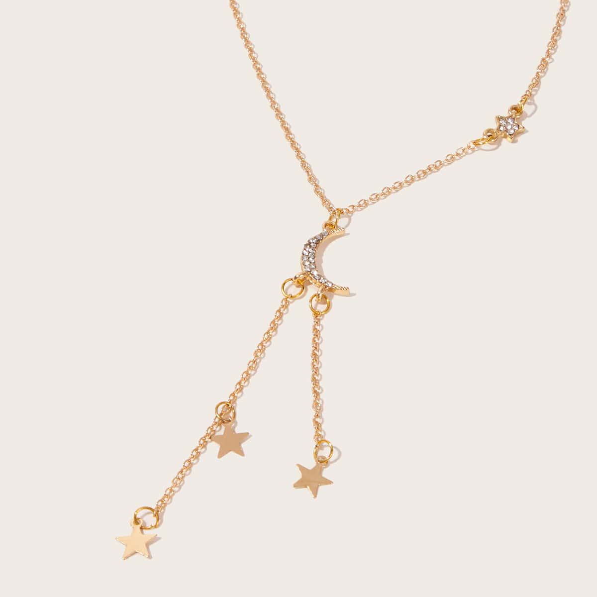 

1pc Star Charm Y Necklace, Gold