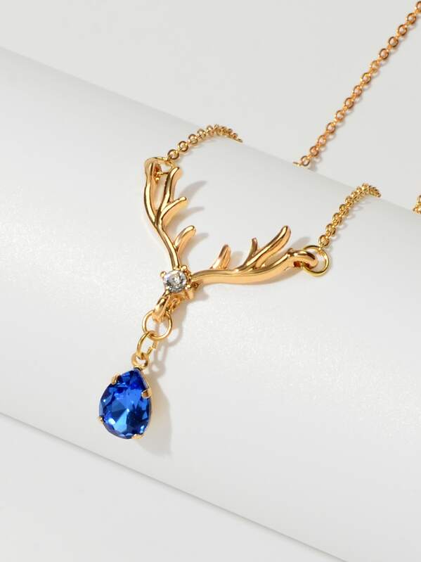 

Contrast Gemstone Deer Chain Necklace, Multicolor