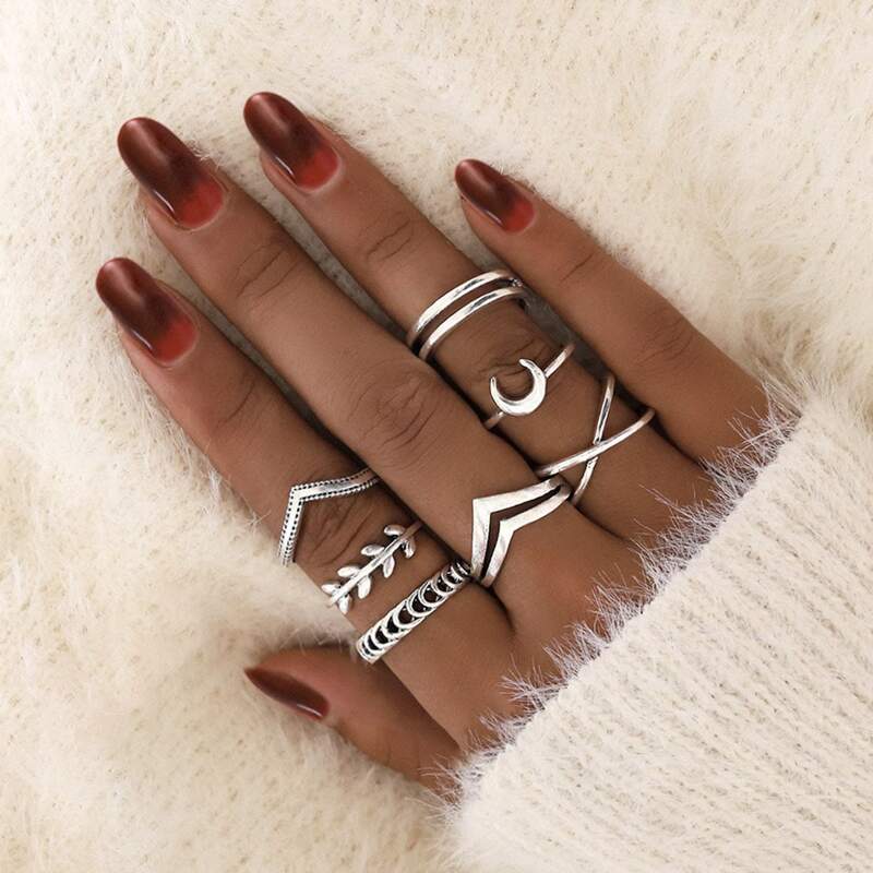 

7pcs Skinny Ring Pack, Silver
