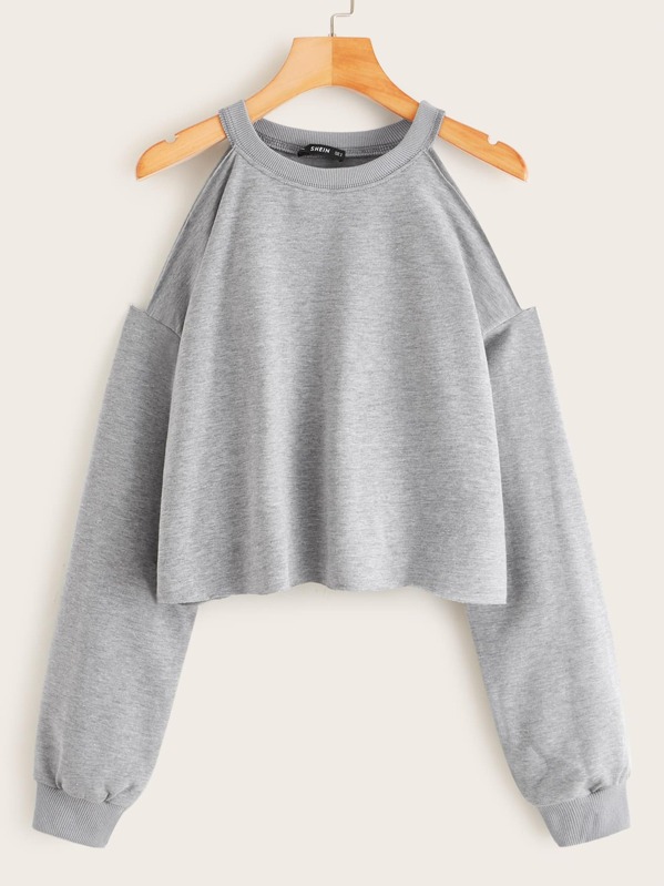 

Cold Shoulder Heather Grey Halter Sweatshirt