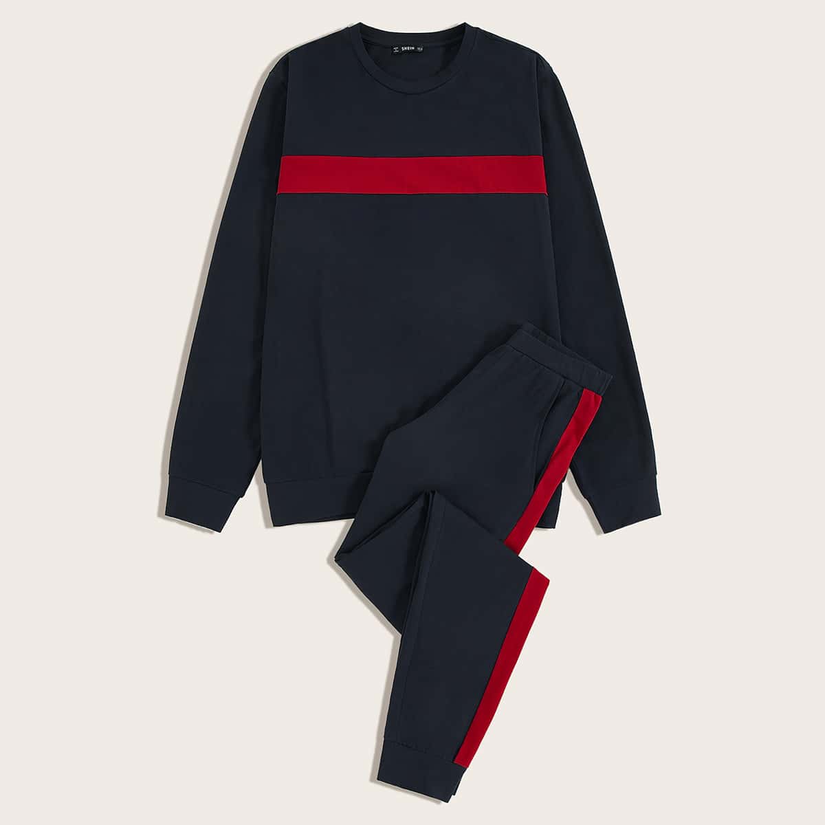 

Guys Colorblock Pullover & Tape Side Pants PJ Set, Navy