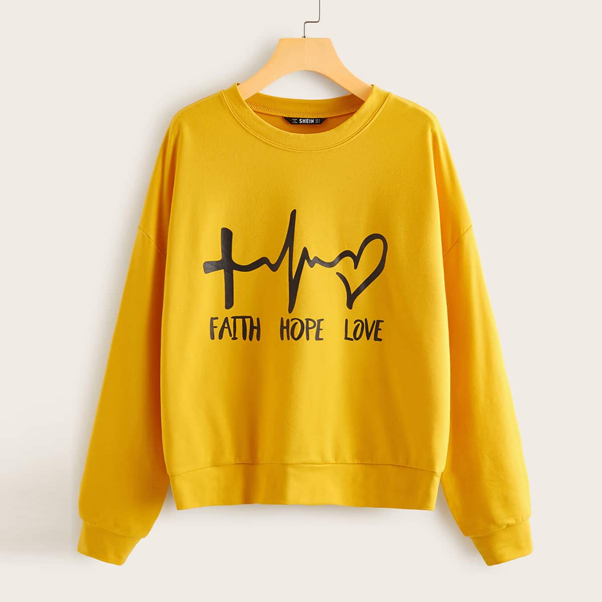 

Graphic Print Sweatshirt, Yellow